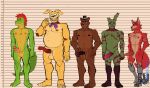 abs absurd_res alligator alligatorid animal_genitalia animal_penis anthro balls bear brown_body canid canine canine_genitalia canine_penis chart cheekycreepy clothing crocodilian digital_media_(artwork) eye_patch eyewear five_nights_at_freddy&#039;s five_nights_at_freddy&#039;s:_security_breach five_nights_at_freddy&#039;s_3 fox foxy_(fnaf) freddy_(fnaf) genitals green_body group hair hat headgear headwear height_chart hi_res hook hook_hand knot lagomorph leporid male mammal mohawk montgomery_gator_(fnaf) nipple_piercing nipples nude open_mouth penis piercing pirate rabbit red_body red_hair reptile scalie scottgames simple_background spring_bonnie_(fnaf) springtrap_(fnaf) standing steel_wool_studios tail teeth ursine vein veiny_penis yellow_body