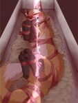 2023 3:4 4_toes ambiguous_gender bdsm blush bondage bound brown_body brown_fur canid canine chromatic_aberration digital_media_(artwork) dipstick_tail feet female_(lore) feral fox fur gift_wrapped girly hi_res kurumilky6 leg_markings light lighting looking_at_viewer mammal markings mikan_(kurumilky6) open_mouth orange_body orange_fur pawpads ribbon_bondage ribbons socks_(marking) solo tail tail_markings toes white_body white_fur