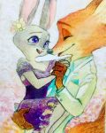  absurd_res anthro bodily_fluids canid canine carrying disney duo fox hi_res judy_hopps lagomorph leporid mammal monmokamoko nick_wilde open_mouth open_smile rabbit red_fox smile tears zootopia 