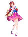  1girl absurdres braid brown_eyes brown_hair bunny_hair_ornament bunny_ornament d.va_(overwatch) facepaint facial_mark full_body gomusin hair_ornament hair_ribbon hair_tie hanbok heart heart_hands highres knees_together_feet_apart korean_clothes long_hair long_sleeves looking_at_viewer miniskirt multicolored multicolored_stripes one_eye_closed open_mouth overwatch palanquin_d.va pink_skirt ribbon ruru_creations simple_background single_braid skirt smile socks solo standing striped striped_sleeves tassel traditional_clothes transparent_background whisker_markings white_legwear 