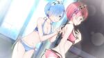  2016 bedroom bikini blue_bikini lingerie non-web_source pink_bikini ram_(re:zero) re:zero_kara_hajimeru_isekai_seikatsu rem_(re:zero) swimsuit underwear 