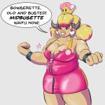  animal_humanoid blonde_hair bracelet breasts cleavage clothed clothing crown dress female hair hi_res highlights_(coloring) horn humanoid jewelry mammal mammal_humanoid mario_and_luigi_(series) mario_bros mckraken midbus nintendo nipples pig_humanoid pink_hair suid suid_humanoid suina suina_humanoid super_crown video_games 