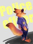  2016 anthro barefoot canid canine clothed clothing disney english_text eyewear fox fully_clothed fur hands_in_pockets mammal nick_wilde orange_body orange_fur pockets red_fox smile solo standing sunglasses text zootopia めーこ 