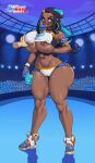  absurdres ass breasts dark-skinned_female dark_skin grabbing grabbing_another&#039;s_breast highres huge_ass huge_breasts jay_marvel nessa_(pokemon) nipple_slip nipples non-web_source pokemon solo_focus thick_thighs thighs tongue tongue_out 