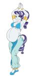  2020 anthro anthrofied belly_dancer blue_eyes bracelet breasts cleavage clothed clothing equid female footwear friendship_is_magic gold_(metal) hair harem_outfit hi_res horn jewelry mammal my_little_pony pia-sama ponytail pregnant purple_hair rarity_(mlp) shoes solo unicorn 