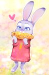  &lt;3 2018 anthro barefoot clothed clothing corn disney eating food fur grey_body grey_fur holding_food holding_object judy_hopps lagomorph leporid mammal rabbit solo standing young zootopia めーこ 