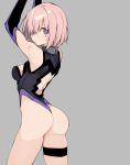  10mo 1girl ass fate/grand_order fate_(series) from_behind highres looking_at_viewer looking_back mash_kyrielight pink_hair purple_eyes short_hair solo 
