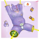 abs ahegao amputee anal anthro balls belly blake_(kemothy) bodily_fluids chastity_cage chastity_device cum disability drooling foreskin gag genital_fluids genitals hi_res humiliation kemothy leaking_cum looking_pleasured male muscular musk musk_clouds nose_hook penis portal_amputation portal_ring precum purple_body purple_skin ring_gag saliva shaking solo trembling weight_gain womb_tattoo