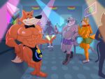 anthro big_bulge bow_tie bulge canid canine canis clothing cocktail_glass container cup drinking_glass fox fox_mccloud glass glass_container glass_cup hi_res howz humongous_entertainment lgbt_pride male mammal muscular nintendo pride_colors progress_pride_colors rainbow_flag rainbow_pride_flag rainbow_symbol spy_fox spy_fox_(series) star_fox underwear wolf wolf_o&#039;donnell
