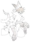 2024 4_arms 5_fingers absurd_res anthro bat bat_ears breasts chest_tuft crotch_tuft digital_media_(artwork) female fingers fur hair hair_over_eyes hi_res inner_ear_fluff mammal monochrome multi_arm multi_limb neck_tuft open_mouth open_smile portrait simple_background smile solo tail tail_tuft tan_hair tan_inner_ear thorn_paw three-quarter_portrait tuft white_background white_body white_fur white_inner_ear_fluff