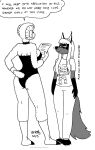 2023 anthro bovid canid canine caprine clothed clothing dialogue duo english_text eyewear female fox fur glasses greyscale hair half-closed_eyes herm_(lore) hi_res hooves lana_lynne mammal monochrome narrowed_eyes paper rina_(runei) sheep tegerio text whiskers wool_(fur)