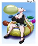  absurd_res anthro balloon big_breasts bovid bovine breasts caprine clothed clothing female genitals hi_res lips maid_uniform mammal nastya_tan nipple_outline no_underwear popping pussy riding rubber sheep signature solo uniform 