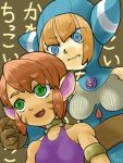  2girls animal_ears breasts breath_of_fire breath_of_fire_ii breath_of_fire_v cat_ears cat_tail closed_mouth dated facial_mark gloves green_eyes in-franchise_crossover lin_(breath_of_fire) lowres multiple_girls open_mouth orange_hair pointy_ears red_hair rinpoo_chuan short_hair sicky_(pit-bull) smile tail 
