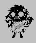 accessory ambiguous_gender anthro arachnid arthropod black_body black_fur clothed clothing don&#039;t_starve dress flower flower_in_hair fur hair hair_accessory klei_entertainment low_res male messy_hair plant pupils ramssa spider webber white_pupils