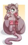  4_fingers 4_toes anus clitoral_hood domestic_cat elijah-draws eyelashes felid feline felis female feral fingers genitals green_eyes hi_res hindpaw lying mammal nude on_back pawpads paws pink_pawpads puffy_anus pussy simple_background smile solo toes 