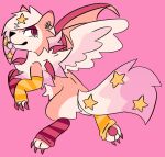 2024 alternate_color ambiguous_gender bat_wings canid claws clothing dusk_lycanroc fakemon feathered_wings feathers feral footwear generation_7_pokemon hi_res jackrabbit_(artist) lycanroc mammal membrane_(anatomy) membranous_wings nintendo pawpads paws piercing pokemon pokemon_(species) simplified_pawpads socks solo sparkledog spikes spikes_(anatomy) wings