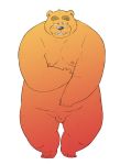  2020 balls belly genitals humanoid_hands kemono male mammal moobs nipples overweight overweight_male penis simple_background small_penis ursid wantaro white_background 