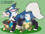 2024 anal clothing eeveelution generation_2_pokemon generation_7_pokemon hi_res hybrid_pokemon legwear lycanroc male male/male nintendo pokemon pokemon_(species) quilava synge syngie thigh_highs umbreon