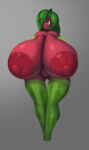 anthro areola big_areola big_breasts breasts camel_toe dibujosv12 digital_media_(artwork) elemental_creature female flora_fauna food fruit genital_outline green_eyes green_hair green_legs hair hi_res huge_areola huge_breasts melon mouth_closed nipples not_furry nude petals plant pussy_outline red_body red_skin simple_background solo watermelon