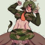  after_sex animal_ears arm_up ass_visible_through_thighs aurochs_(kemono_friends) bangs blush breasts brown_eyes brown_hair camouflage camouflage_shirt camouflage_skirt cow_ears cow_tail crop_top cropped_shirt crying crying_with_eyes_open cum cum_on_body cum_on_lower_body drooling eyebrows_visible_through_hair eyes_visible_through_hair fucked_silly furrowed_eyebrows green_background green_hair half-closed_eyes hand_up hanya_(hanya_yashiki) horns kemono_friends long_sleeves looking_to_the_side lying microskirt midriff multicolored_hair navel necktie no_panties nose_blush on_back open_mouth pantyhose red_neckwear shirt short_hair short_over_long_sleeves short_sleeves simple_background skirt snot spread_legs stomach sweat tail tears textless toned torn_clothes torn_legwear trembling two-tone_hair 