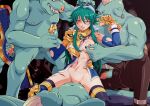  1girl armor fukuro_ooji gangbang green_hair group_sex long_hair polaris_(shinrabanshou) rape red_eyes sex shinrabanshou vaginal 