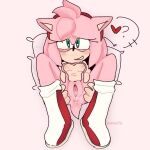 1:1 2023 4_fingers amy_rose anthro anus artist_name bedroom_eyes biped bodily_fluids boots boots_only breasts clitoris clothing ears_down eulipotyphlan eyebrows female fingers footwear footwear_only fur genital_fluids genitals green_eyes heart_symbol hedgehog looking_at_viewer lying mammal mixedupmochii mostly_nude narrowed_eyes nipples on_back pillow pink_body pink_fur pivoted_ears pussy question_mark raised_inner_eyebrows red_boots red_clothing red_footwear red_hairband seductive sega simple_background small_breasts solo sonic_the_hedgehog_(series) spread_pussy spreading tail teeth unsure vaginal_fluids