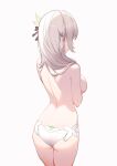  1girl ass breasts commentary cowboy_shot firefly_(honkai:_star_rail) highres honkai:_star_rail honkai_(series) large_breasts long_hair panties simple_background solo standing thighs topless underwear white_background white_hair white_panties xion32 