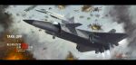  absurdres aircraft airplane dated drone explosion fighter_jet highres j-20 jet military military_vehicle no_humans projectile_trail quadcopter science_fiction signature smoke su-57 the_wandering_earth vehicle_focus vtol wpfxy 