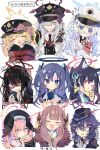  6+girls absurdres animal_ear_fluff animal_ears antenna_hair aru_(blue_archive) bags_under_eyes beret black_coat black_gloves black_hair black_hat black_horns black_necktie black_sailor_collar black_serafuku black_shirt black_wings blonde_hair blue_archive blue_eyes blue_halo blue_necktie blush brown_coat brown_horns cat_ears cherino_(blue_archive) closed_eyes closed_mouth coat coat_on_shoulders collared_shirt demon_horns extra_ears fake_facial_hair fake_mustache fur-trimmed_coat fur_hat fur_trim garrison_cap gloves grey_eyes grey_hair grin hair_between_eyes hair_over_one_eye halo haruka_(blue_archive) hat head_wings highres horns ibuki_(blue_archive) koharu_(blue_archive) long_hair long_sleeves makoto_(blue_archive) mechanical_halo multiple_girls multiple_horns necktie nikorashi-ka one_eye_closed open_mouth peaked_cap pink_eyes pink_hair pink_halo purple_eyes purple_hair purple_halo red_eyes red_halo sailor_collar sailor_shirt school_uniform serafuku serika_(blue_archive) shaded_face sharp_teeth shirt side_ponytail sleeves_past_fingers sleeves_past_wrists smile suit teeth tsurugi_(blue_archive) twintails two_side_up ushanka white_coat white_hat white_sailor_collar white_shirt wings yellow_halo yuuka_(blue_archive) 