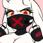 ai_assisted alterfell alternate_universe angry anthro big_breasts breasts clothing digital_media_(artwork) eyeshadow face_mask female friisans fur gloves handwear hi_res looking_at_viewer makeup mammal nude simple_background solo third-party_edit toriel toriel_(alterfell) undertale undertale_(series) white_body white_fur
