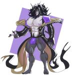 1:1 2024 abs absurd_res alolin_(dislyte) anthro big_bulge big_muscles big_pecs biped black_body black_fur black_mane bottomless bulge cape claws clothed clothing demondragoncyan detailed_bulge dislyte ear_piercing felid fur genital_outline hi_res lilith_games lion male male_anthro mammal mane muscular muscular_male nipples pantherine pecs penis_outline piercing plantigrade simple_background solo tail tail_tuft tuft underwear white_body white_fur