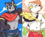 adastra adastra_(series) amicus_(adastra) anthro canid canine canis cassius_(adastra) duo echo_project fur luck_like male mammal nipples propaganda propaganda_poster white_body white_fur wolf