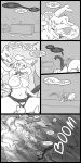  1:2 absurd_res anthro big_breasts big_dom_small_sub breasts collar comic dialogue double_penetration double_vaginal ear_piercing english_text explosion eyes_closed female female_penetrated gas hi_res hydra kobold lagomorph lagotrope leporid male male/female male_penetrating male_penetrating_female mammal monochrome navel on_top oral penetration penis_tentacles piercing profanity rabbit reverse_cowgirl_position rock sex size_difference tentacles text throwing_rocks vaginal vaginal_penetration vial 