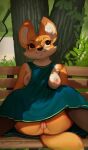  anthro areola biped breasts canid canine detailed_background female fox fur genitals hi_res looking_up lucy_(sniffsnorf) mammal nipples orange_body orange_fur pussy smile sniffsnorf solo spread_legs spreading 