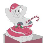  anthro belly bovid candy candy_cane caprine christmas christmas_clothing clothing dessert female food goat holidays mammal nerobero0 nipple_outline solo toriel undertale_(series) 