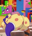  absurd_res anthro big_breasts big_butt breasts butt digital_media_(artwork) female fennythefox glitch_productions hi_res huge_breasts huge_butt humanoid looking_at_viewer looking_back solo the_amazing_digital_circus thick_thighs wide_hips zooble_(tadc) 