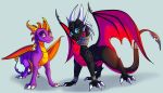  2020 absurd_res activision claws cynder dragon duo female feral hi_res horn male membrane_(anatomy) membranous_wings plaguedogs123 scales scalie spines spyro spyro_the_dragon standing video_games western_dragon wings 