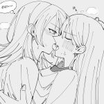  2girls bang_dream! bang_dream!_it&#039;s_mygo!!!!! blush closed_eyes commentary_request french_kiss greyscale hair_behind_ear highres kiss long_hair looking_at_another mole mole_under_eye monochrome multiple_girls nanami_(nunnun_0410) open_mouth shiina_taki sidelocks sweat thought_bubble translated upper_body yahata_umiri yuri 