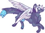  2017 alpha_channel ambiguous_gender blue_eyes blue_pawpads canid canine cel_shading digital_drawing_(artwork) digital_media_(artwork) digitigrade duskky eyebrows eyelashes feathered_wings feathers feral full-length_portrait galaxy_duskky grey_body grey_feathers hair inner_ear_fluff jaspering mammal nonbinary_(lore) outline patchwork_creature pawpads paws portrait pupils purple_outline shaded simple_background snout solo sparkles sparkling_hair star_pupils surgical_suture tail teeth transparent_background tuft watermark whisker_spots white_body white_feathers white_hair white_inner_ear white_inner_ear_fluff white_nose white_pupils wings 