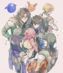  1girl 5boys allelujah_haptism black_hair blonde_hair brown_hair celestial_being_uniform feldt_grace glasses graham_aker gundam gundam_00 haro highres kare_(0621utak) lockon_stratos multiple_boys normal_suit pilot_suit pink_hair robot setsuna_f._seiei smile tears tieria_erde 