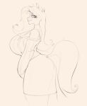 absurd_res anthro anthrofied big_breasts blush blush_lines bottomwear breasts clothing curvy_figure dress equid equine exposed_shoulder eyelashes female fluttershy_(mlp) friendship_is_magic hair hasbro hi_res horse mammal monochrome mrfuga my_little_pony pony shoulderless_sweater skirt smile solo sweater tail topwear voluptuous