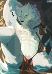  abs absurd_res anthro areola biped canid canine canis eyebrows fur hi_res law_(sdorica) male mammal monsterplus muscular muscular_anthro muscular_male nipples pecs sdorica solo tail wolf 