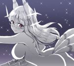  1girl animal_ears ass blush breasts commentary_request glasses head_wings heart heart-shaped_pupils heidimarie_w_schnaufer hirschgeweih_antennas large_breasts liar_lawyer long_hair night night_sky nude red_eyes sky smile solo star_(sky) strike_witches symbol-shaped_pupils tail white_hair world_witches_series 