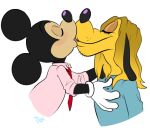  alpha_channel anthro anthrofied black_body black_fur canid canine canis clothing disney domestic_dog duo eyes_closed fur hair kissing long_hair male male/male mammal mickey_mouse mouse murid murine pandadox pluto_(disney) rodent what why yellow_body yellow_fur 