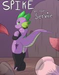  animal_genitalia animal_penis anus armwear backsack balls clothing collar disembodied_penis dragon equine_penis friendship_is_magic genitals imminent_sex legwear looking_at_viewer male mostly_nude my_little_pony penis spike_(mlp) stockings unik 