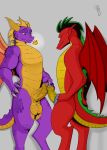  absurd_res activision american_dragon:_jake_long anthro balls claws disney dragon duo erection genitals glans hand_on_hip hi_res horn jake_long male male/male nude penis purple_body purple_eyes purple_scales raccoon_douglas_(artist) scales scalie spyro spyro_the_dragon video_games wings 