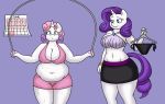  animated anthro big_breasts bodily_fluids bottomwear breasts clothed clothing duo equid female friendship_is_magic fully_clothed horn jump_rope lordstormcaller mammal my_little_pony overweight rarity_(mlp) short_playtime sibling sister sisters skirt sweat sweetie_belle_(mlp) unicorn wide_hips 