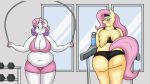  animated anthro big_breasts big_butt blush bodily_fluids breasts butt cleavage clothed clothing dumbbell duo equid equine exercise female fluttershy_(mlp) friendship_is_magic fully_clothed horn huge_butt jumping looking_back lordstormcaller mammal my_little_pony overweight pterippus rear_view short_playtime sweat sweetie_belle_(mlp) treadmill unicorn weights wings 