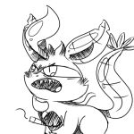  1:1 2020 ambiguous_gender bad_teeth blush canid canine digital_media_(artwork) drugs eeveelution feral leafeon low_res mammal marijuana monochrome nintendo open_mouth pantvore plant pok&eacute;mon pok&eacute;mon_(species) sketch smoking solo video_games 