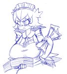  alyrise angry anthro big_breasts blush breasts clothed clothing dress female fur galarian_zigzagoon hair low_res maid_uniform mammal nintendo paper pok&eacute;mon pok&eacute;mon_(species) regional_variant sketch solo star_marking uniform video_games 